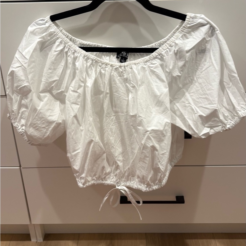 J. Crew White Off-Shoulder Blouse